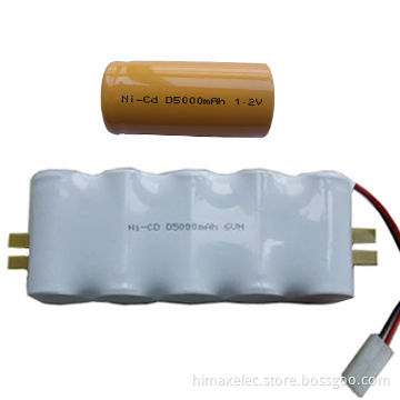 6V/5000mAh NiCd D size batteries for emergency light